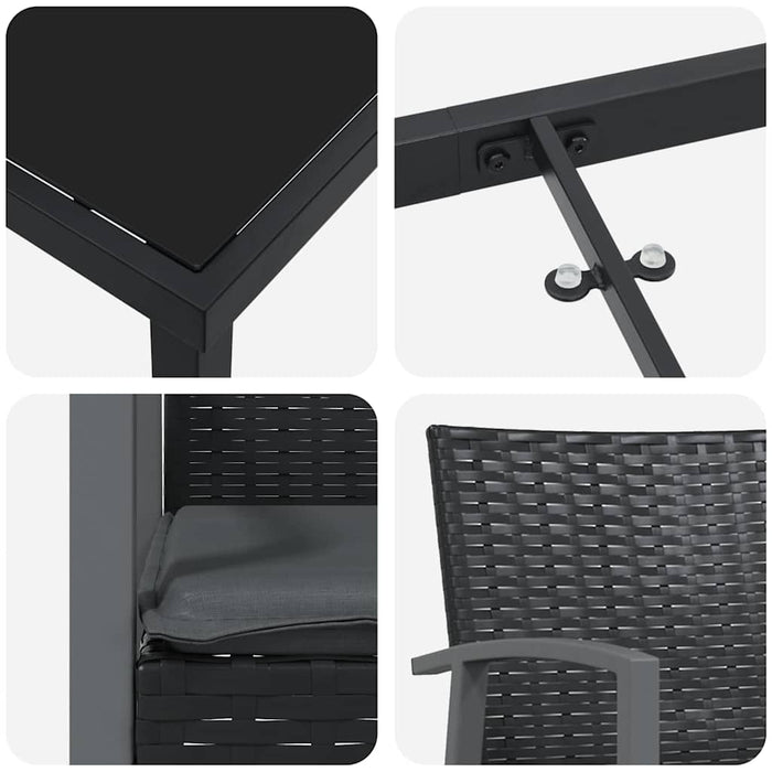Set de masă pentru grădină 7 pcs Negru și Gri Ratan PE - WALTI WALTI