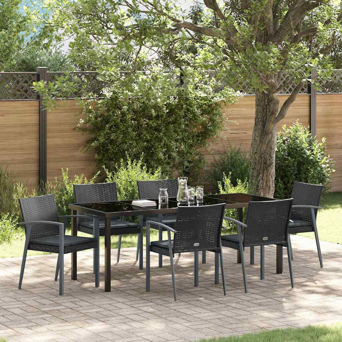 Set de masă pentru grădină 7 pcs Negru și Gri Ratan PE - WALTI WALTI
