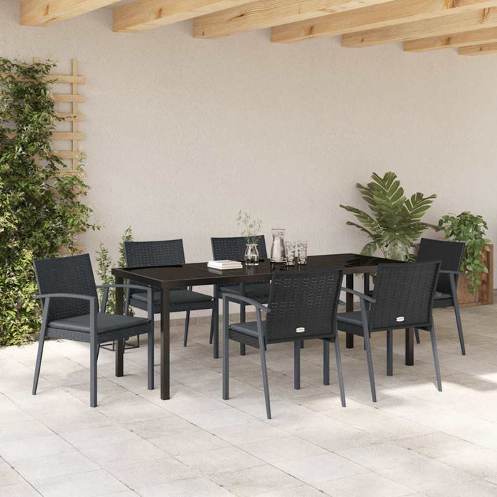 Set de masă pentru grădină 7 pcs Negru și Gri Ratan PE - WALTI WALTI