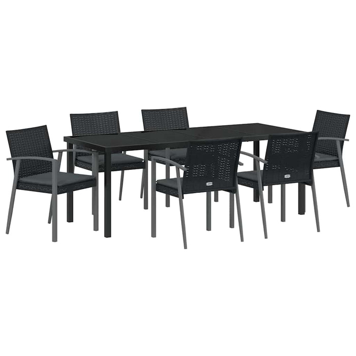 Set de masă pentru grădină 7 pcs Negru și Gri Ratan PE - WALTI WALTI