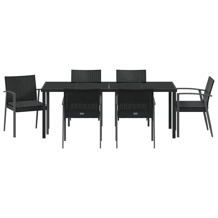 Set de masă pentru grădină 7 pcs Negru și Gri Ratan PE - WALTI WALTI
