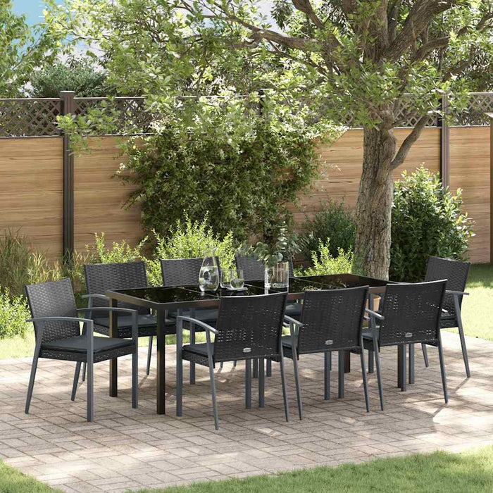 Set de masă pentru grădină 9 pcs Negru și Gri Ratan PE - WALTI WALTI