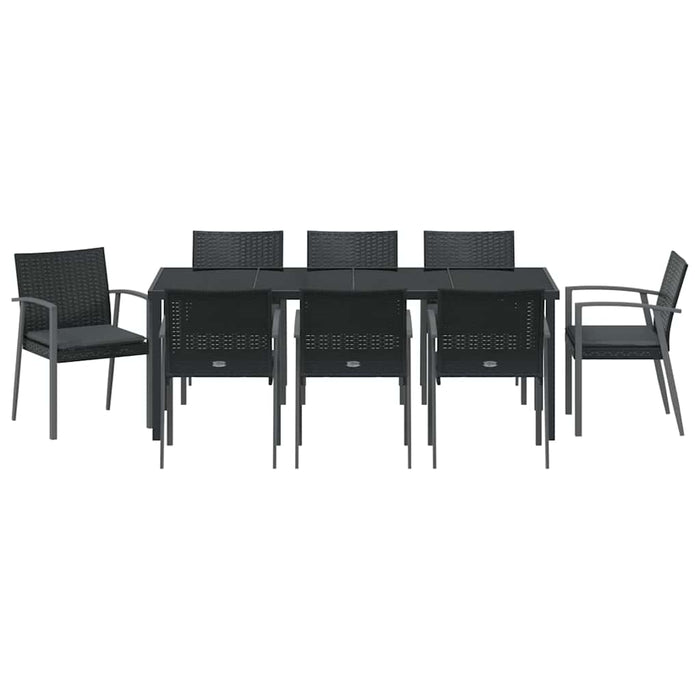 Set de masă pentru grădină 9 pcs Negru și Gri Ratan PE - WALTI WALTI