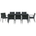 Set de masă pentru grădină 9 pcs Negru și Gri Ratan PE - WALTI WALTI