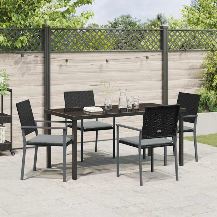 Set de masă pentru grădină 5 pcs Negru și Gri Deschis Ratan PE - WALTI WALTI