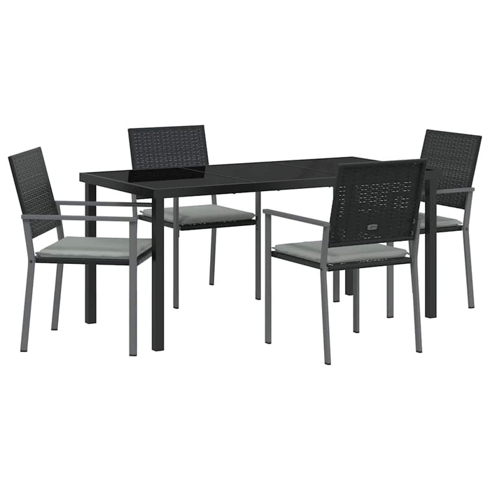 Set de masă pentru grădină 5 pcs Negru și Gri Deschis Ratan PE - WALTI WALTI
