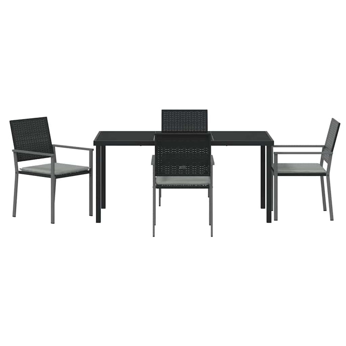 Set de masă pentru grădină 5 pcs Negru și Gri Deschis Ratan PE - WALTI WALTI