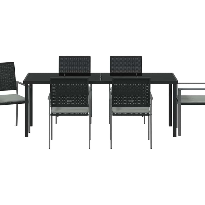 Set de masă pentru grădină 7 pcs Negru și Gri Deschis Ratan PE - WALTI WALTI