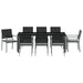 Set de masă pentru grădină 9 pcs Negru și Gri Deschis Ratan PE - WALTI WALTI