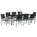 Set de masă pentru grădină 9 pcs Negru și Gri Deschis Ratan PE - WALTI WALTI