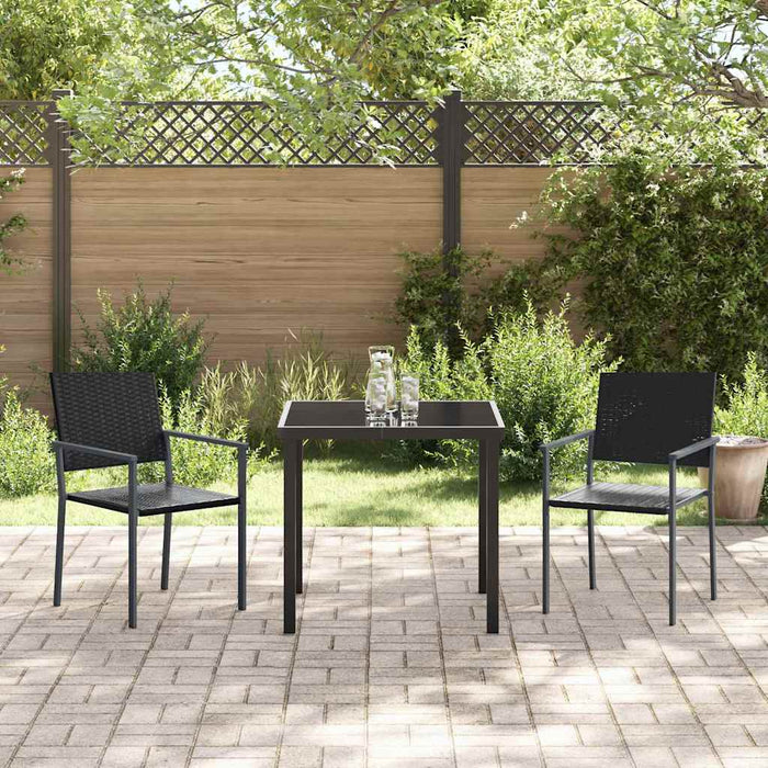 Set de Dining pentru Grădină 3 Piese Negru Poli Ratan - WALTI WALTI