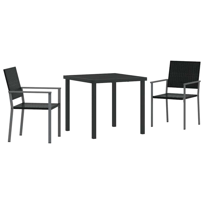 Set de Dining pentru Grădină 3 Piese Negru Poli Ratan - WALTI WALTI
