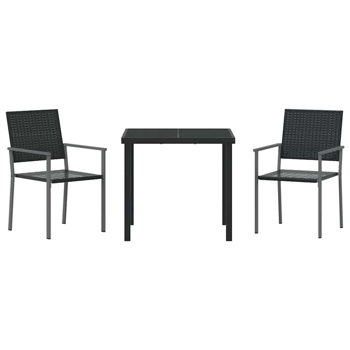 Set de Dining pentru Grădină 3 Piese Negru Poli Ratan - WALTI WALTI