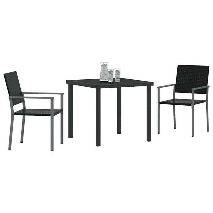 Set de Dining pentru Grădină 3 Piese Negru Poli Ratan - WALTI WALTI