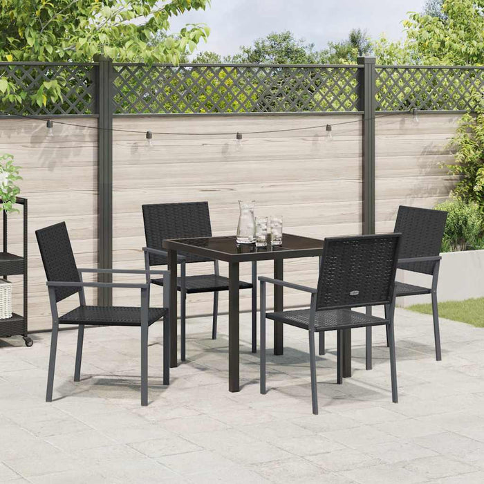 Set de masă pentru grădină 5 pcs Negru Ratan PE - WALTI WALTI