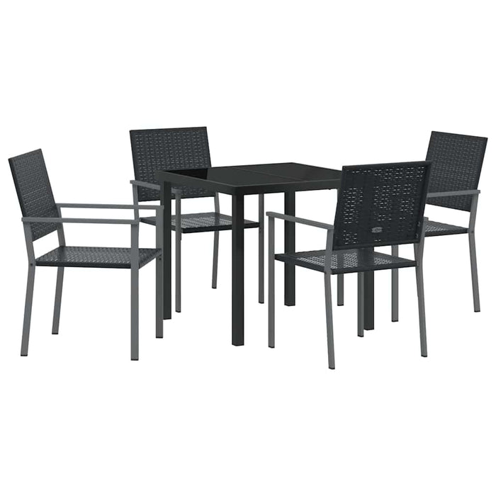 Set de masă pentru grădină 5 pcs Negru Ratan PE - WALTI WALTI