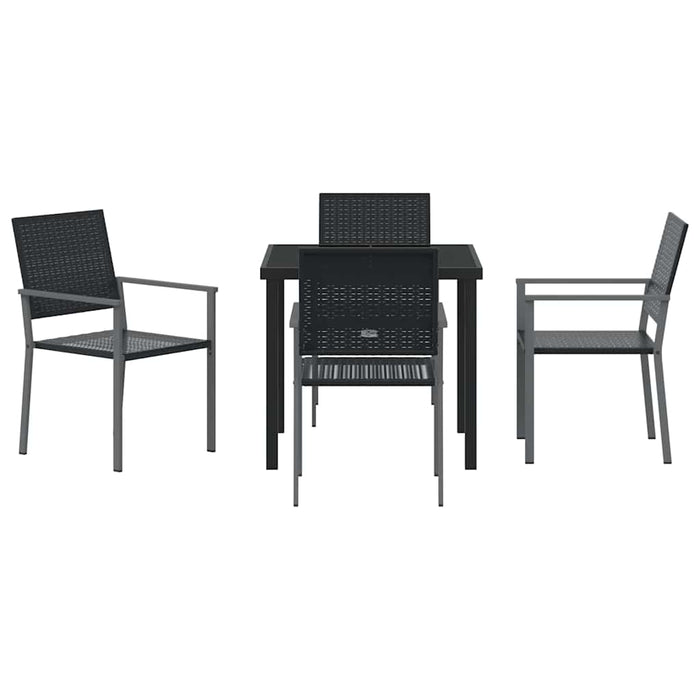 Set de masă pentru grădină 5 pcs Negru Ratan PE - WALTI WALTI