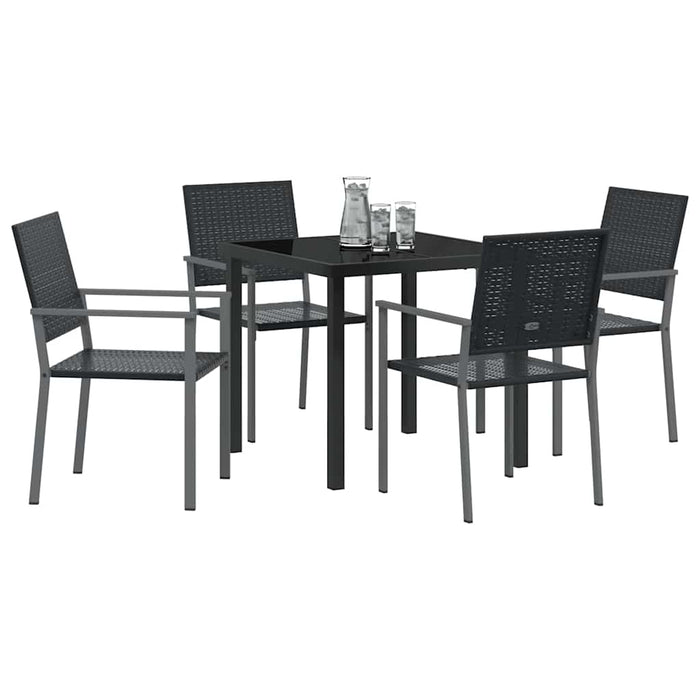 Set de masă pentru grădină 5 pcs Negru Ratan PE - WALTI WALTI