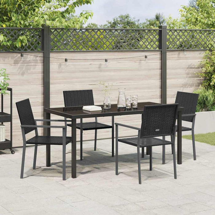 Set de masă pentru grădină 5 pcs Negru Ratan PE - WALTI WALTI