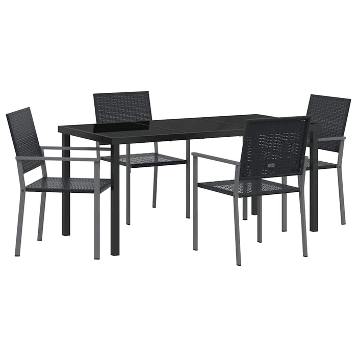 Set de masă pentru grădină 5 pcs Negru Ratan PE - WALTI WALTI