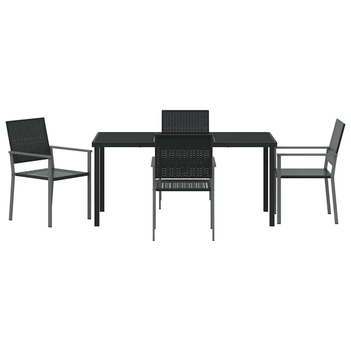 Set de masă pentru grădină 5 pcs Negru Ratan PE - WALTI WALTI