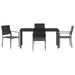 Set de masă pentru grădină 5 pcs Negru Ratan PE - WALTI WALTI