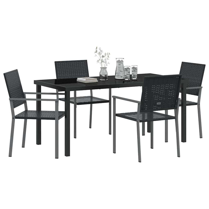 Set de masă pentru grădină 5 pcs Negru Ratan PE - WALTI WALTI