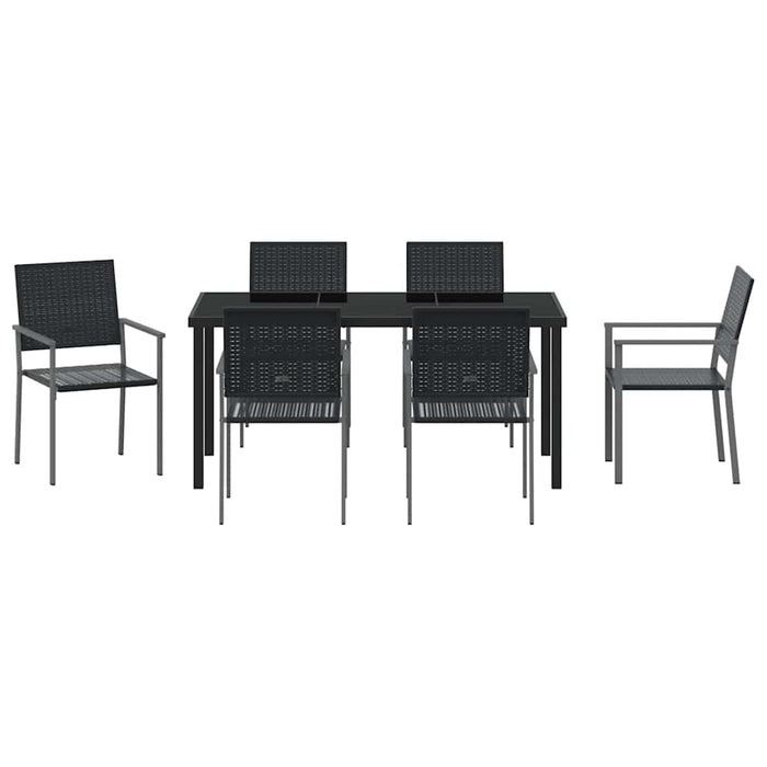 Set de masă pentru grădină 7 pcs Negru Ratan PE WALTI