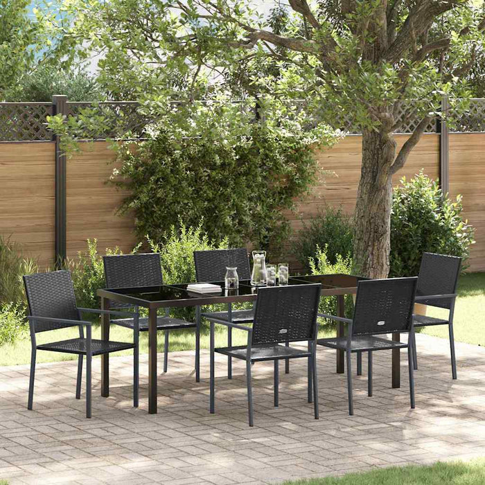 Set de masă pentru grădină 7 pcs Negru Ratan PE WALTI