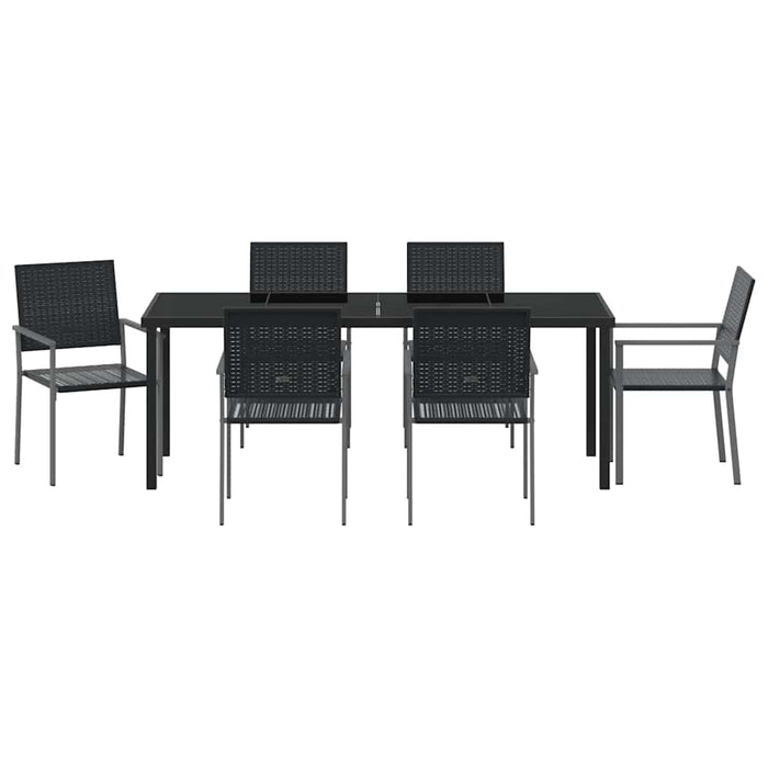 Set de masă pentru grădină 7 pcs Negru Ratan PE WALTI