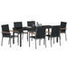 Set de masă pentru grădină 7 pcs Negru Oțel acoperit cu pulbere - WALTI WALTI