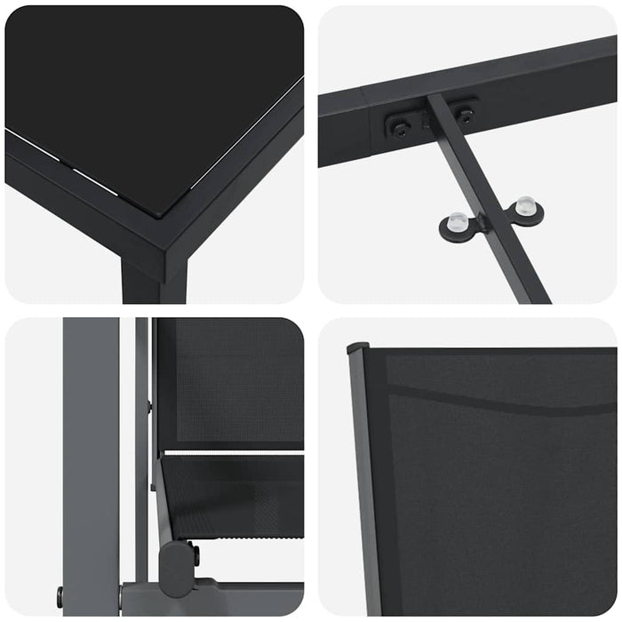 Set de masă pentru grădină 9 pcs Negru Oțel acoperit cu pulbere - WALTI WALTI