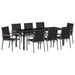Set de masă pentru grădină 9 pcs Negru Oțel acoperit cu pulbere - WALTI WALTI