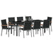 Set de masă pentru grădină 9 pcs Negru Oțel acoperit cu pulbere - WALTI WALTI