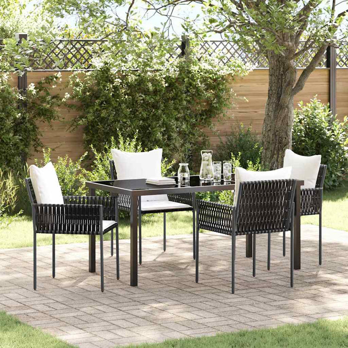 Set de masă pentru grădină 5 pcs Maro și negru Ratan PE - WALTI WALTI