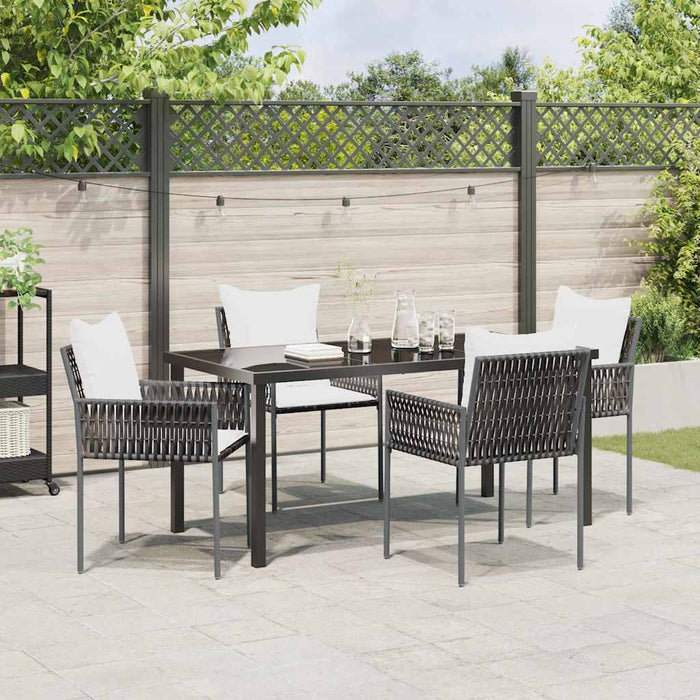 Set de masă pentru grădină 5 pcs Maro și negru Ratan PE - WALTI WALTI