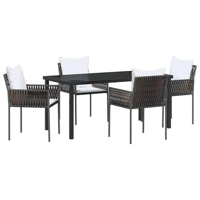 Set de masă pentru grădină 5 pcs Maro și negru Ratan PE - WALTI WALTI