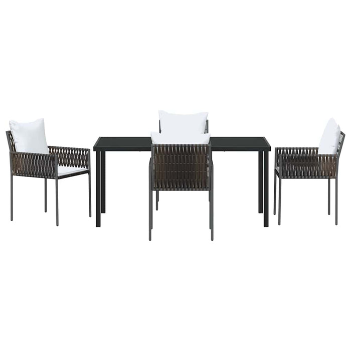 Set de masă pentru grădină 5 pcs Maro și negru Ratan PE - WALTI WALTI