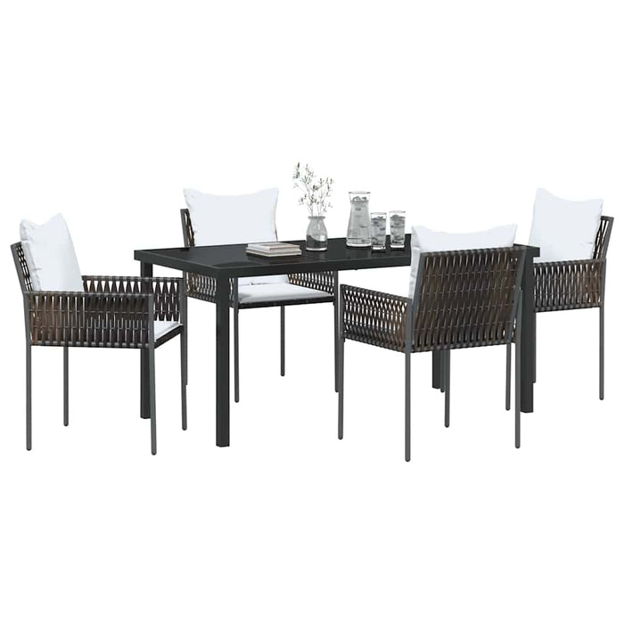 Set de masă pentru grădină 5 pcs Maro și negru Ratan PE - WALTI WALTI