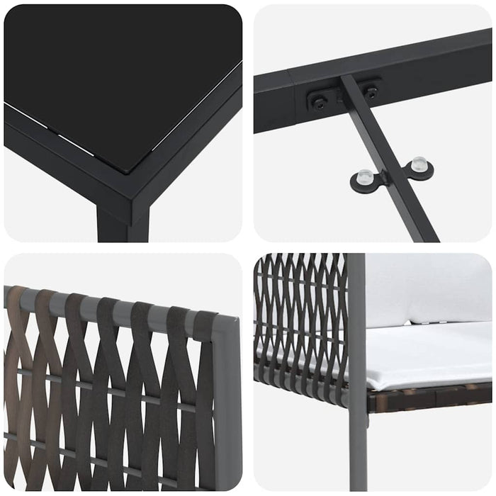 Set de masă pentru grădină 7 pcs Maro și negru Ratan PE - WALTI WALTI