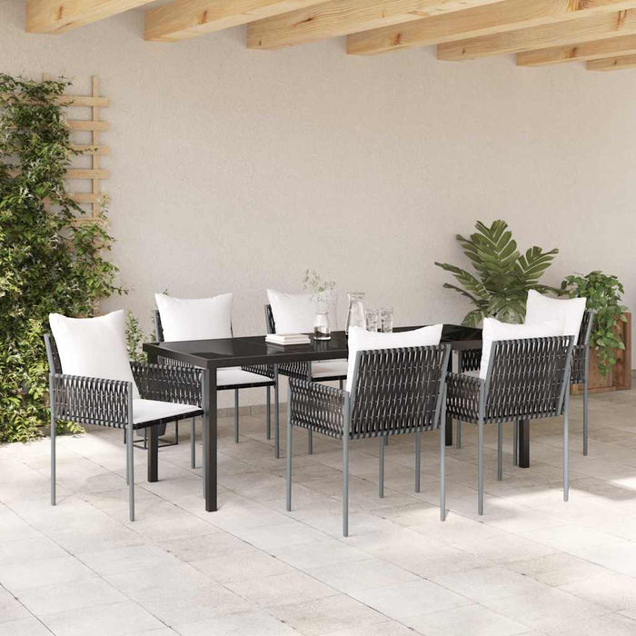 Set de masă pentru grădină 7 pcs Maro și negru Ratan PE - WALTI WALTI