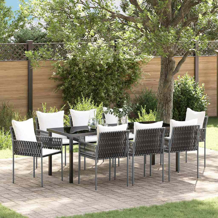 Set de masă pentru grădină 9 pcs Maro și negru Ratan PE - WALTI WALTI