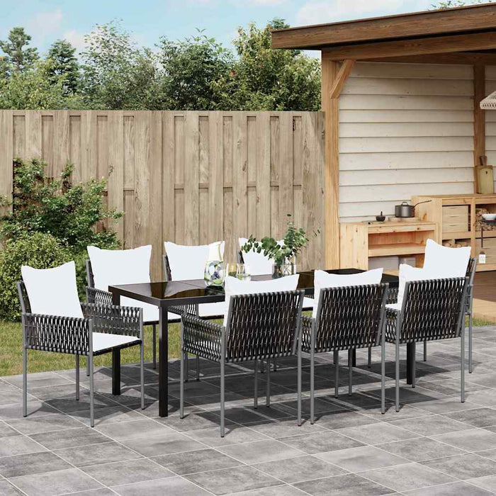 Set de masă pentru grădină 9 pcs Maro și negru Ratan PE - WALTI WALTI