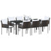 Set de masă pentru grădină 9 pcs Maro și negru Ratan PE - WALTI WALTI