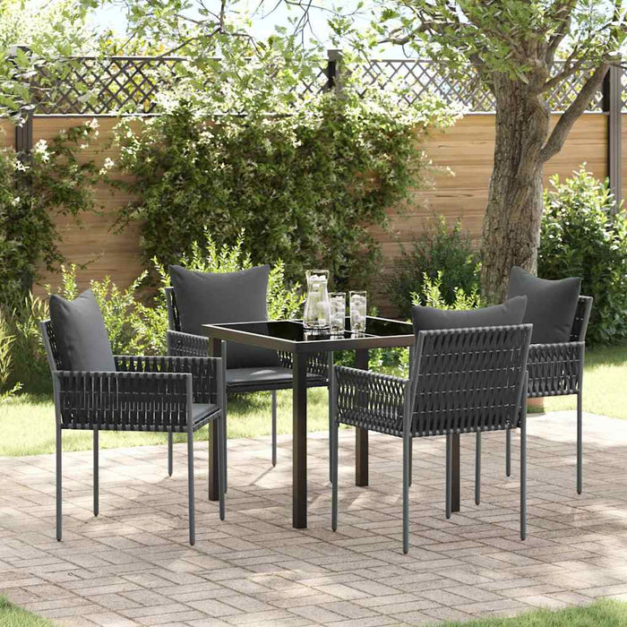 Set de masă pentru grădină 5 pcs Negru Rattan poli - WALTI WALTI