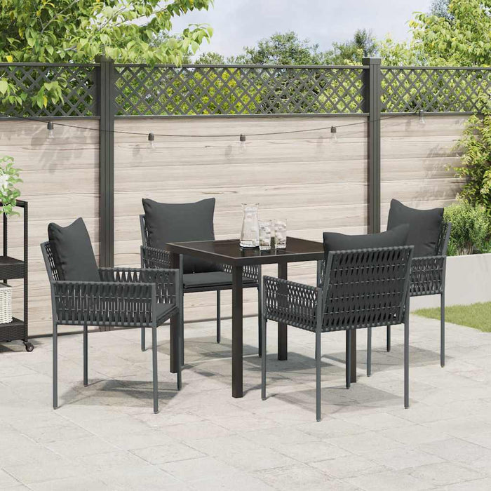 Set de masă pentru grădină 5 pcs Negru Rattan poli - WALTI WALTI