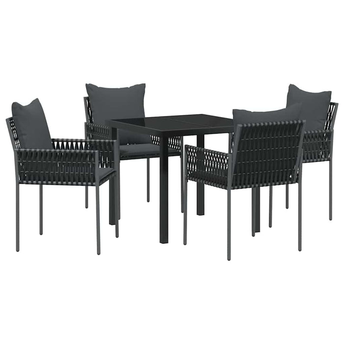 Set de masă pentru grădină 5 pcs Negru Rattan poli - WALTI WALTI