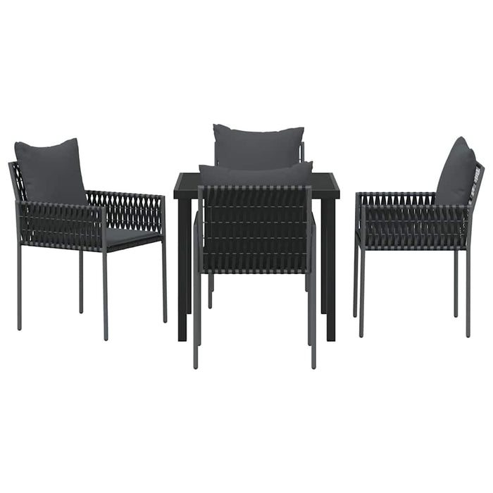 Set de masă pentru grădină 5 pcs Negru Rattan poli - WALTI WALTI