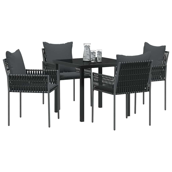 Set de masă pentru grădină 5 pcs Negru Rattan poli - WALTI WALTI