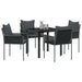 Set de masă pentru grădină 5 pcs Negru Rattan poli - WALTI WALTI